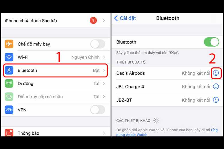 Vào Cài đặt, chọn Bluetooth